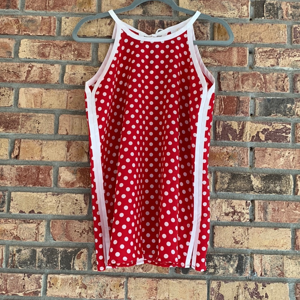 Small Red and white polka dot sleeveless tank